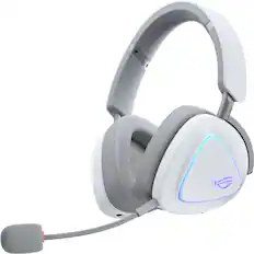 Front. ASUS - ROG Delta II Wireless RGB Gaming Headset for PC/Mac, Xbox, PS5, PS4 and Switch - White.
