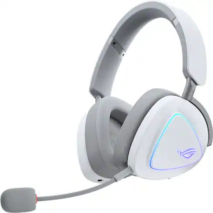 Front. ASUS - ROG Delta II Wireless RGB Gaming Headset for PC/Mac, Xbox, PS5, PS4 and Switch - White.