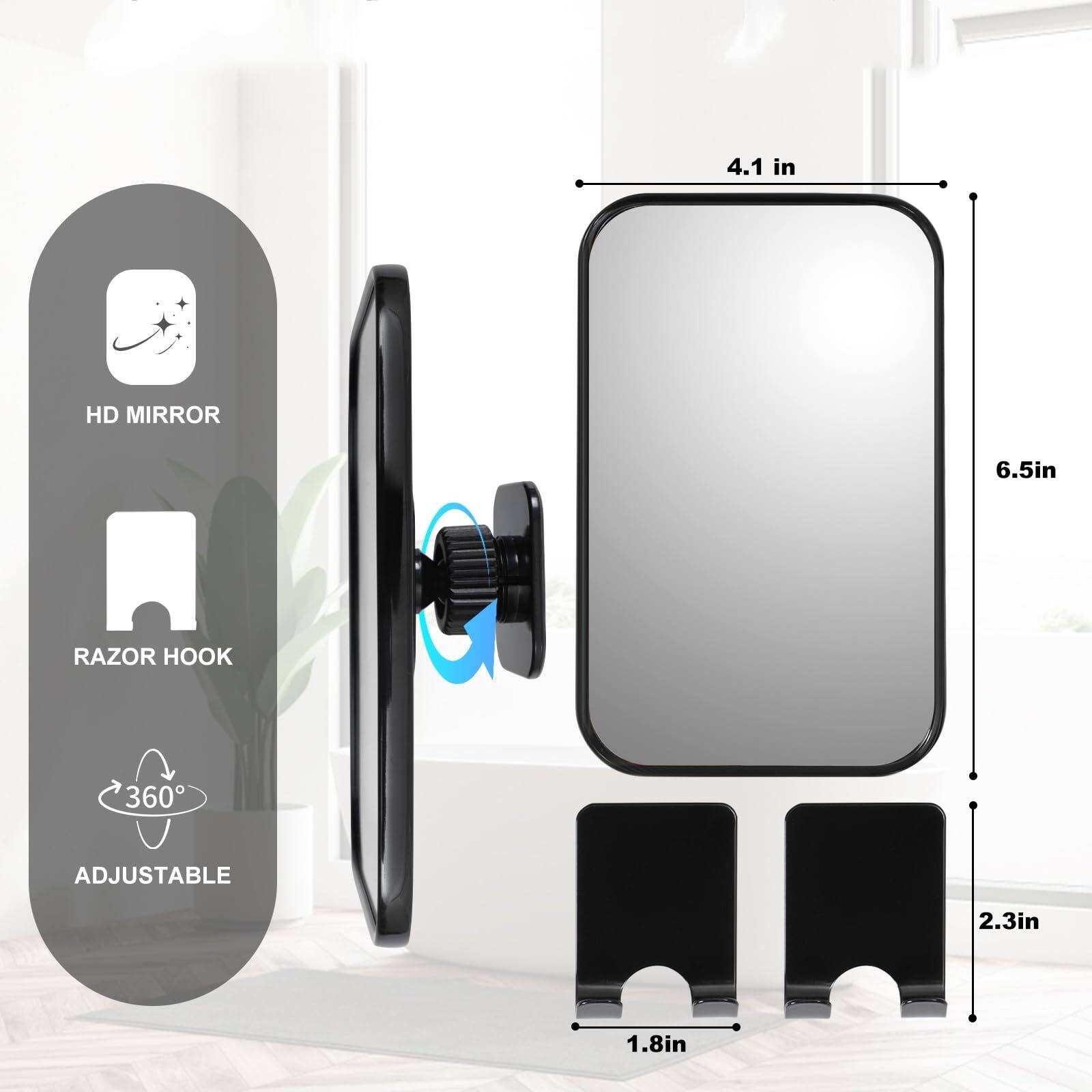 4.1 in HD MIRROR  
6.5 in RAZOR HOOK  
360° ADJUSTABLE  
2.3 in  
1.8 in