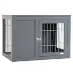 Front. Pawhut - Dog Crate Furniture Wire Indoor Pet Kennel Cage, End Table with Double Doors, Locks for Small and Medium Dog House.