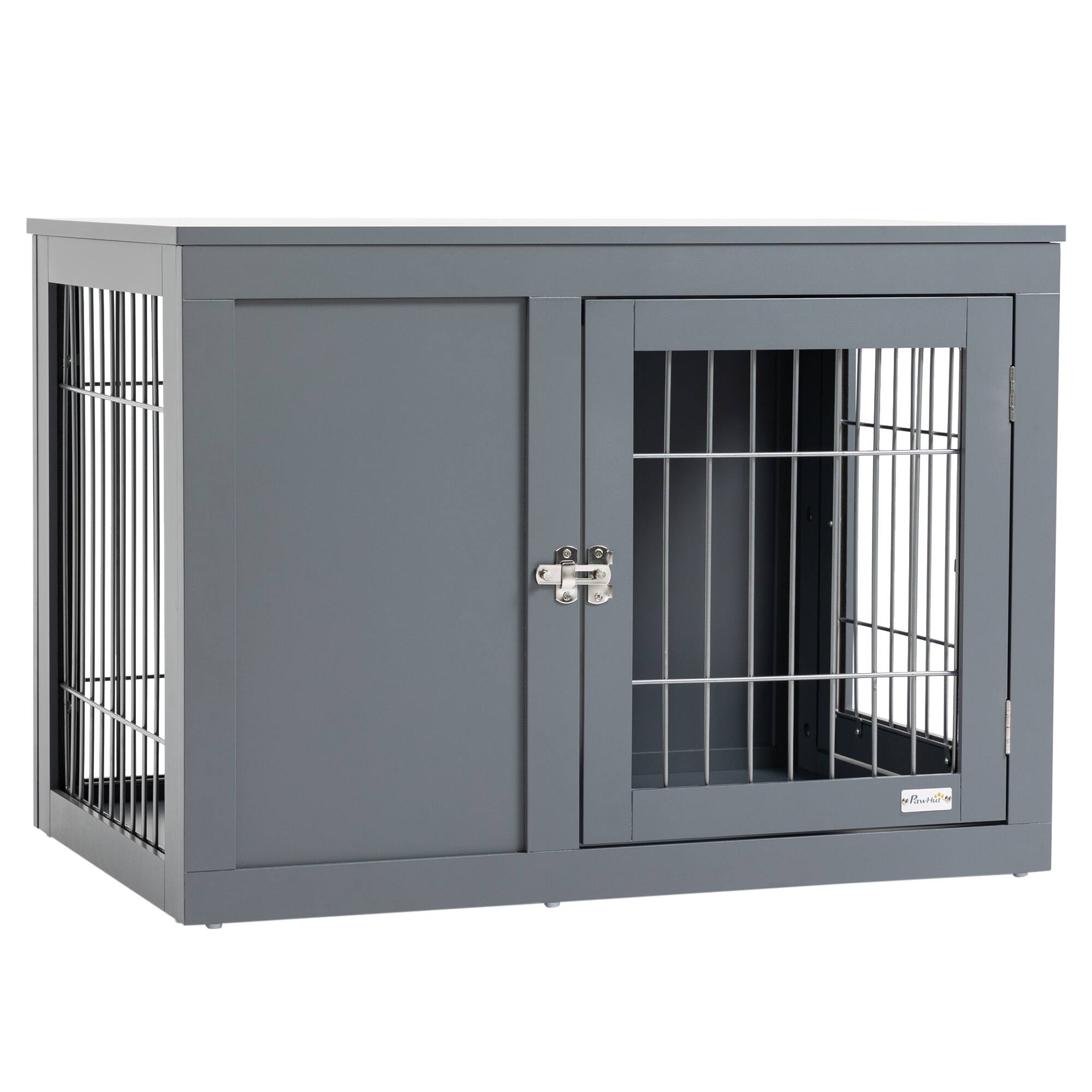 Pawhut - Dog Crate Furniture Wire Indoor Pet Kennel Cage, End Table with Double Doors, Locks for Small and Medium Dog House