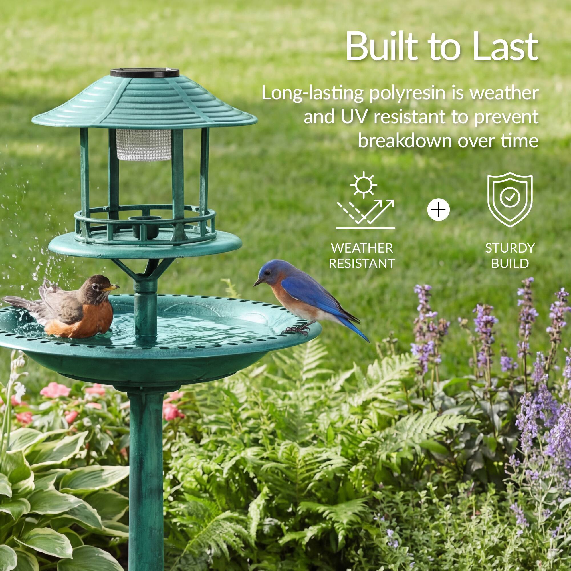 Built to Last

Long-lasting polyresin is weather and UV resistant to prevent breakdown over time

WEATHER RESISTANT + STURDY BUILD