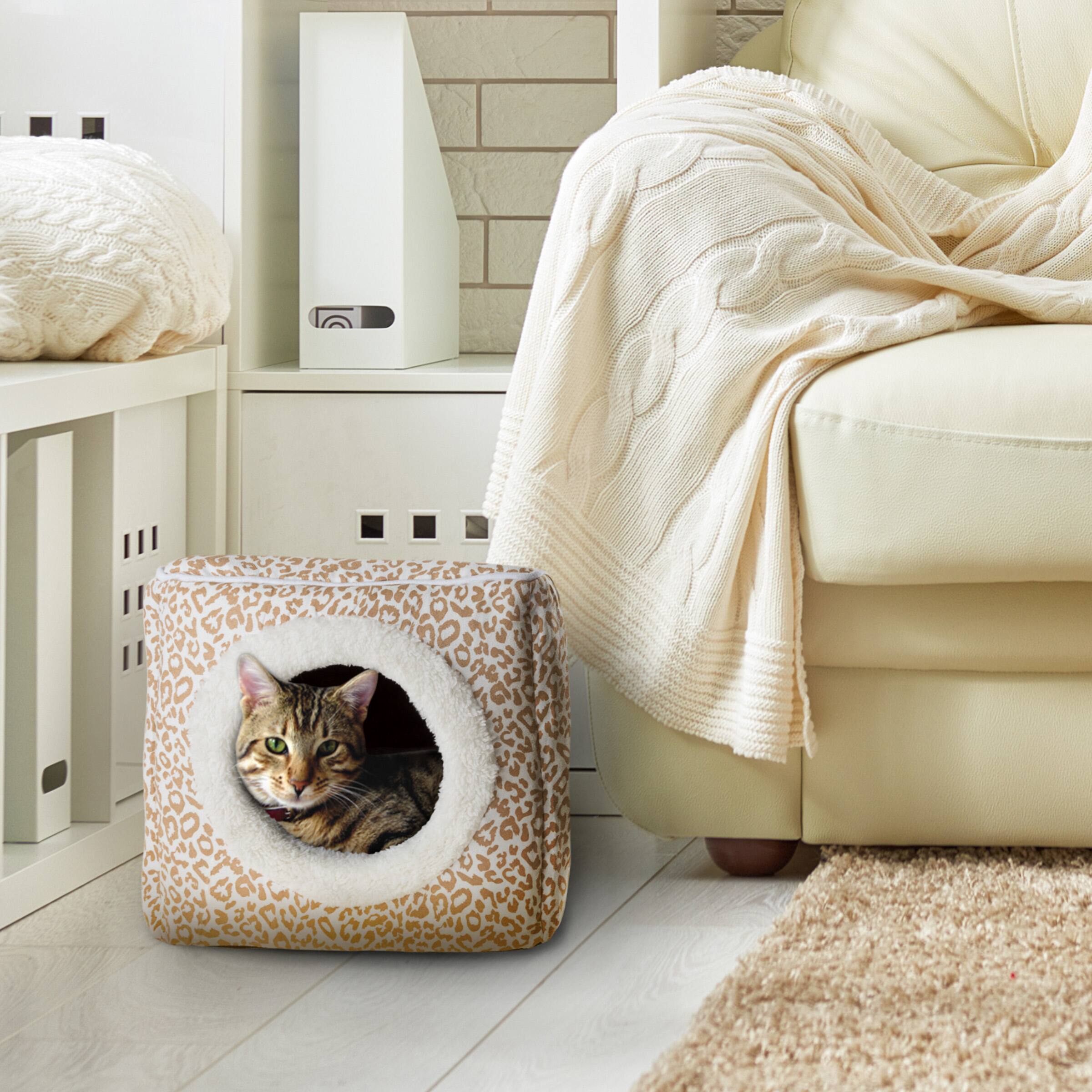 Alt View 1. PetMaker - Cat House Indoor Bed with Removable Foam Cushion Cat Cave for Puppies, Rabbits, Guinea Pigs, and Other Small Animals - Animal Print.