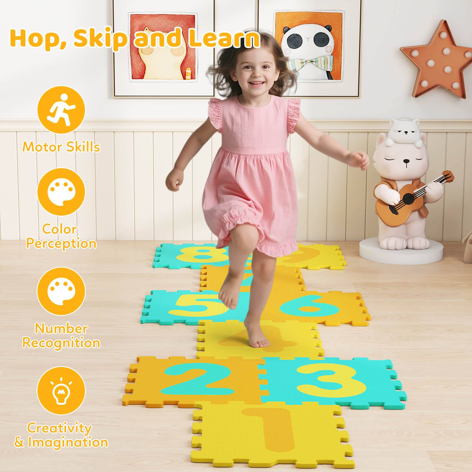 Hop, Skip and Learn

- Motor Skills
- Color Perception
- Number Recognition
- Creativity & Imagination