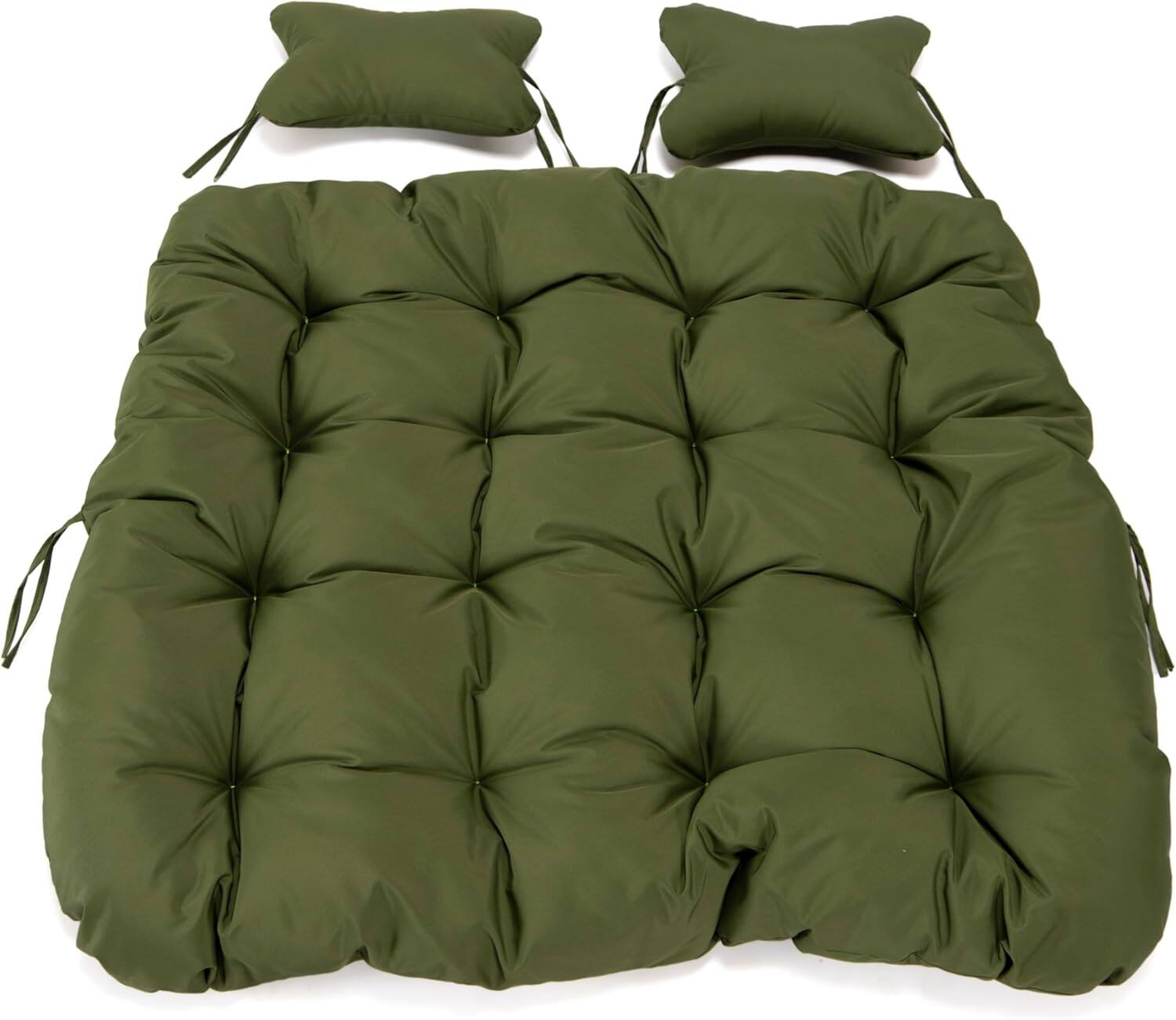 Back. LeisureMod - LeisureMod 2-Person Egg Chair Cushion with Headrest - Folding Double Swing Chair Replacement Pad, Weather-Resistant - Dark Green.
