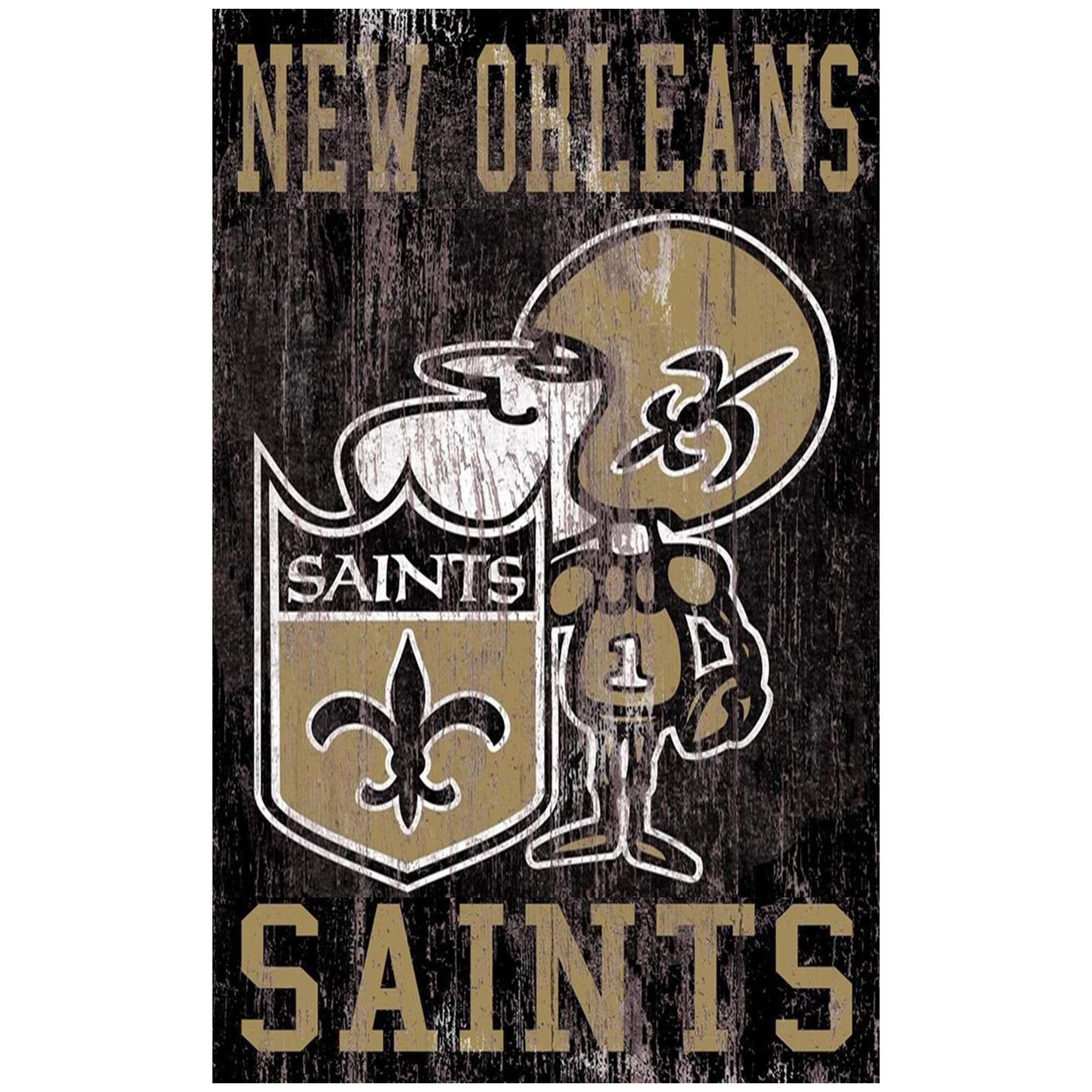 New Orleans Saints 11'' x 19'' Heritage Distressed Logo Sign