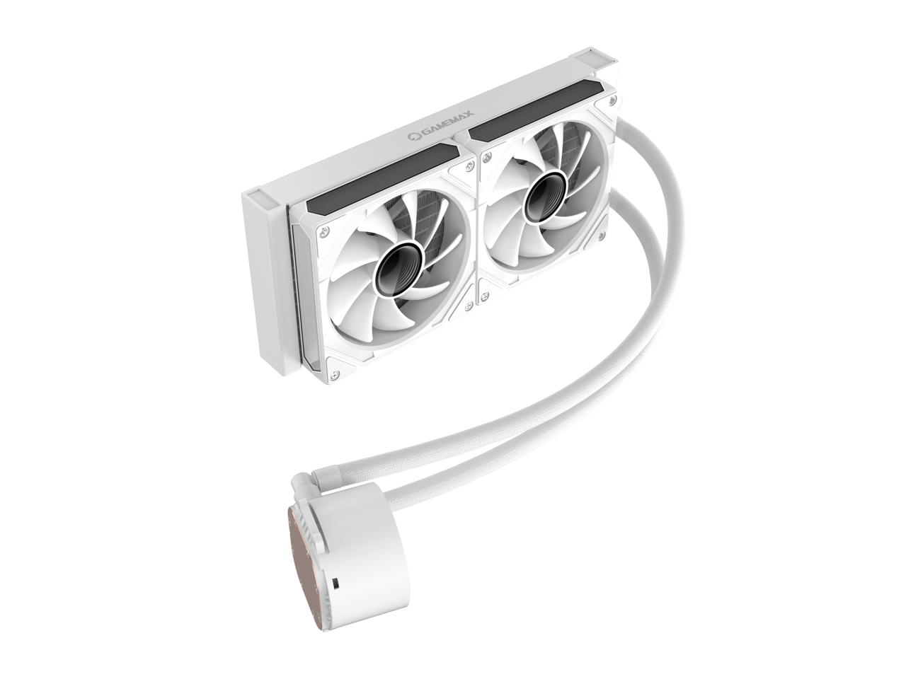 Alt View 4. GAMEMAX - GAMEMAX IceBerg 240 WH, 240mm ARGB AIO Water Cooler, 245W TDP, Supports Intel LGA 1851/1700, AMD AM5/AM4 - White.