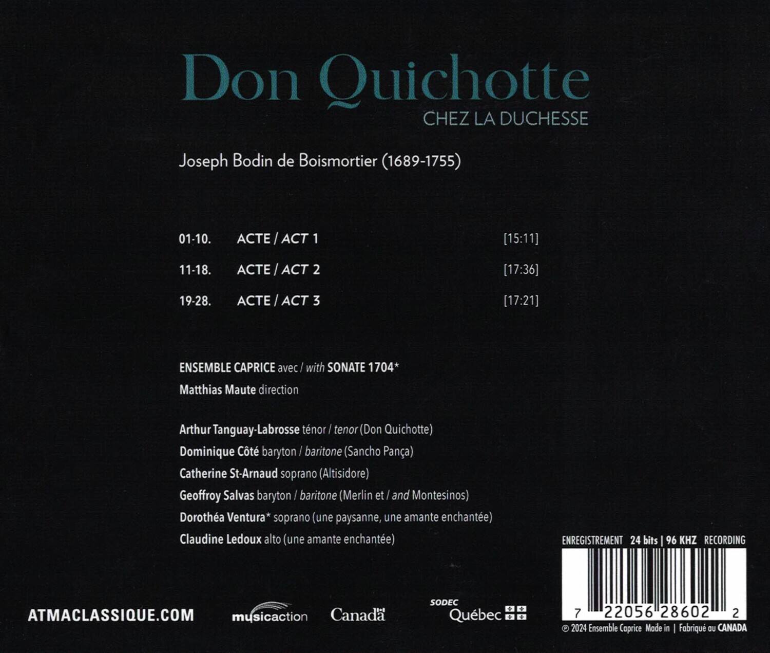 Ensemble Caprice Don Quichotte Chez la Duchesse COMPACT DISCS [CD ...