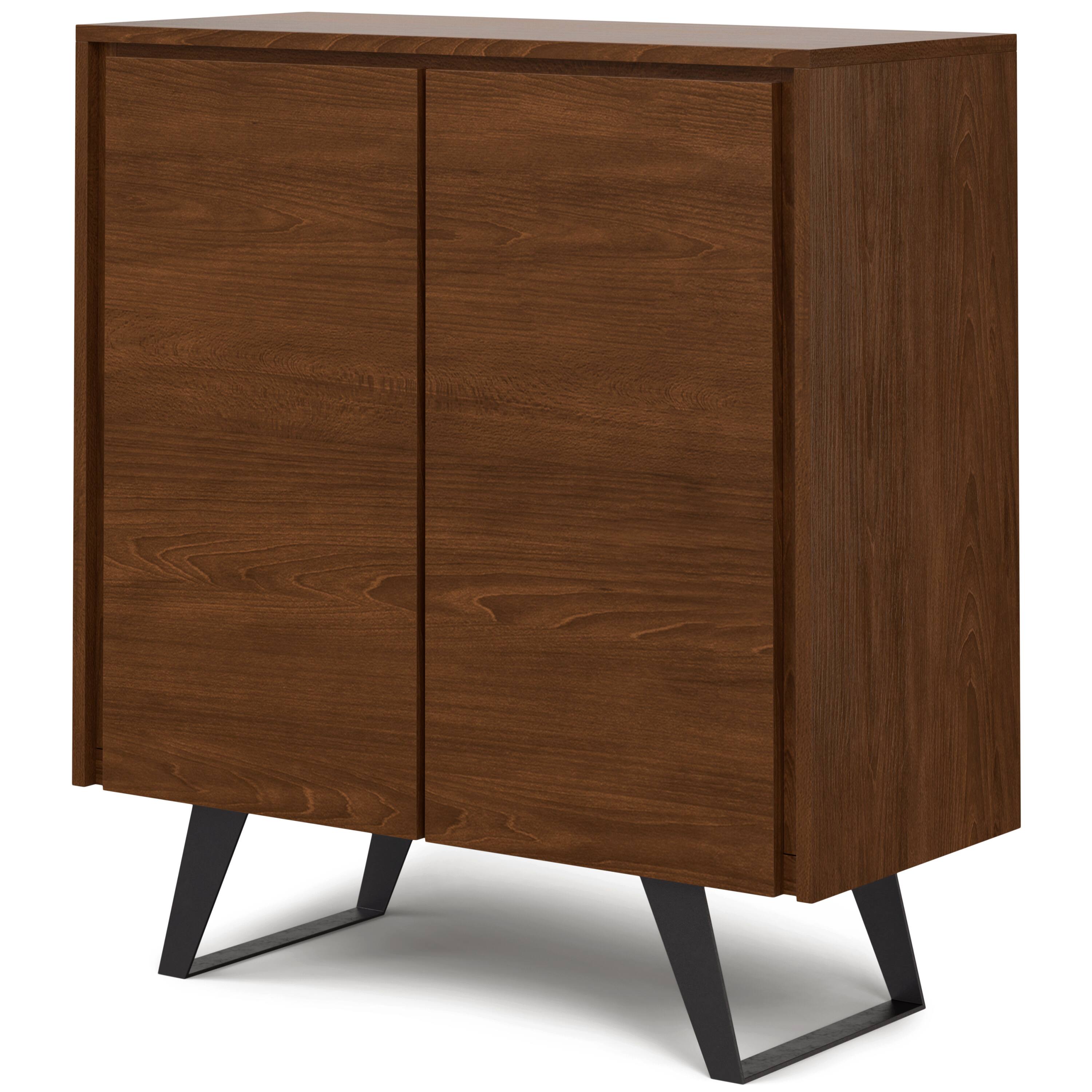 Angle. Simpli Home - Lowry Medium Storage Cabinet - Walnut Veneer.