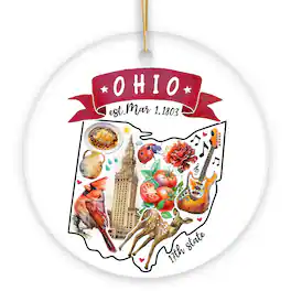 OrnamentallyYou - Artistic Ohio State Themes and Landmarks Christmas Ornament - Multi-colored