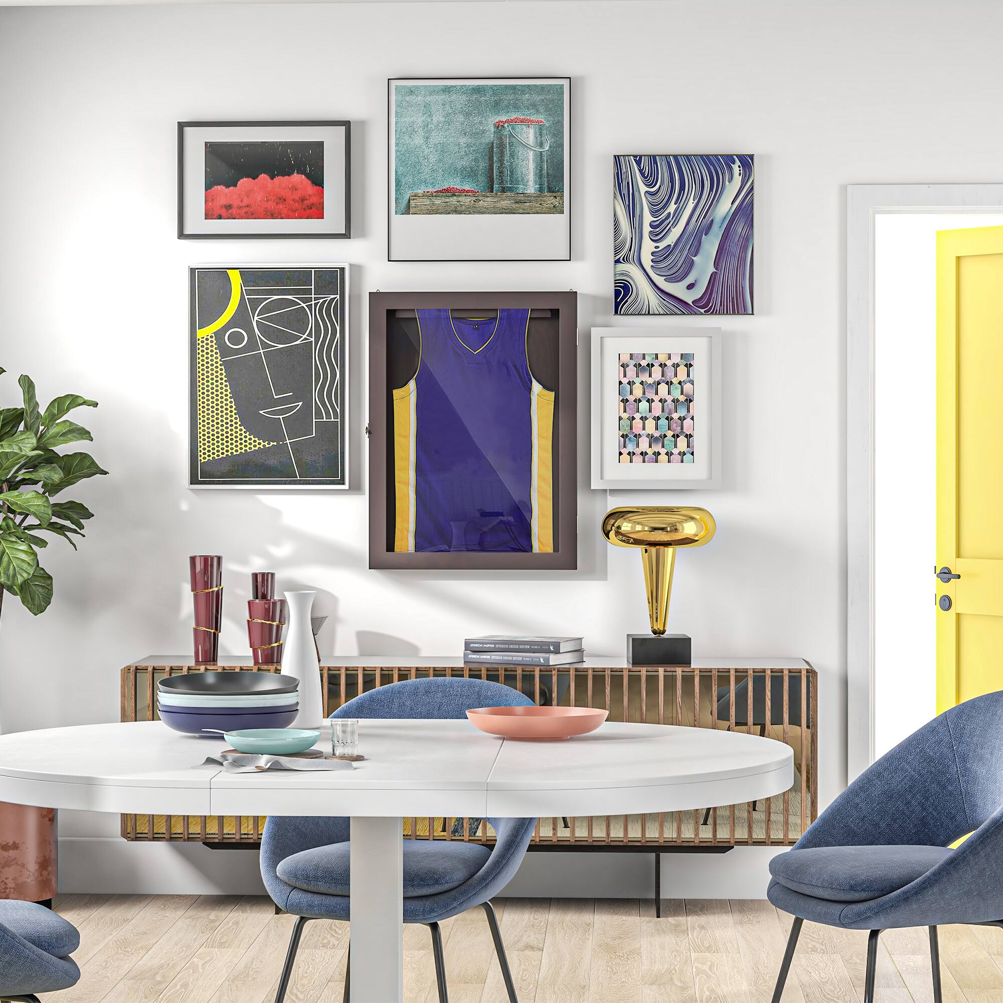 Alt View 8. Homcom - 24" x 32" Jersey Display Case, Wall-Mounted Acrylic Memorabilia Shadow Box - Brown.