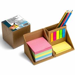 Officemate - YouCube Storage Organizer with Sticky Notes Desktop Pen Holder 1 - Brown