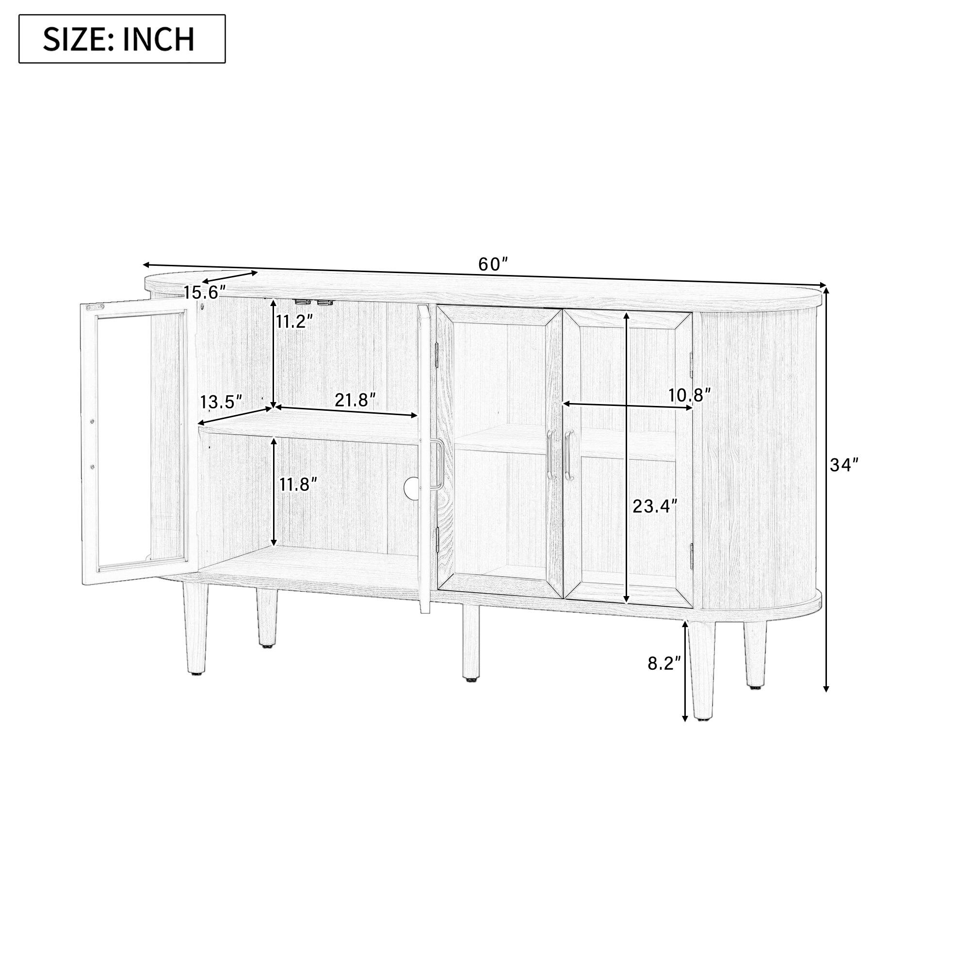 SIZE: INCH

- 60"
- 15.6"
- 11.2"
- 13.5"
- 21.8"
- 11.8"
- 10.8"
- 23.4"
- 34"
- 8.2"