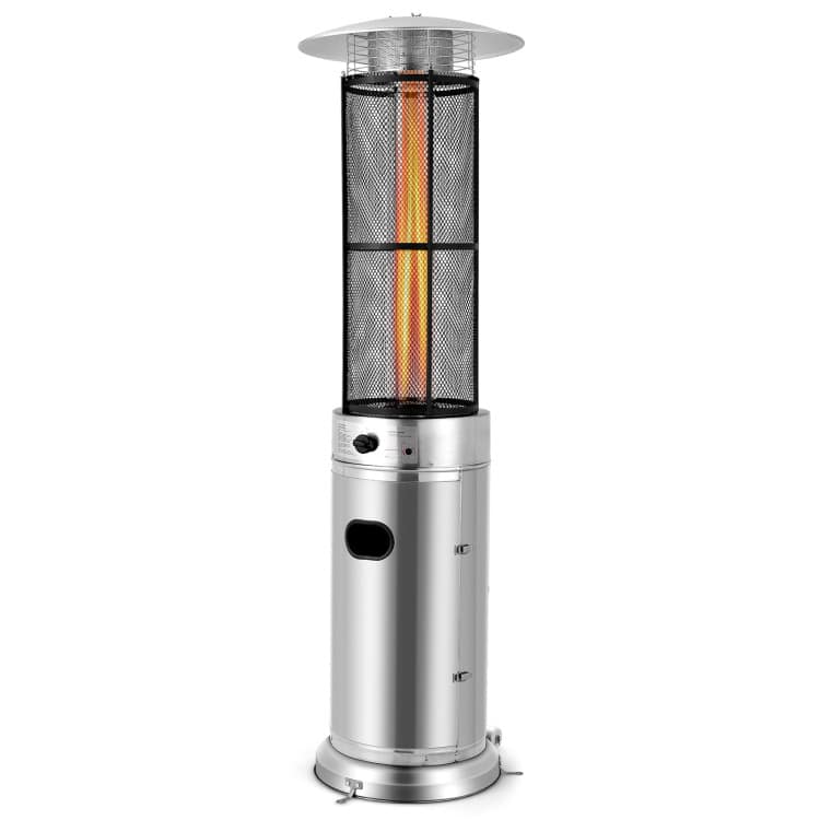 Mondawe - 40000 BTU Stainless Steel Round Glass Tube Patio Heaters - Silver