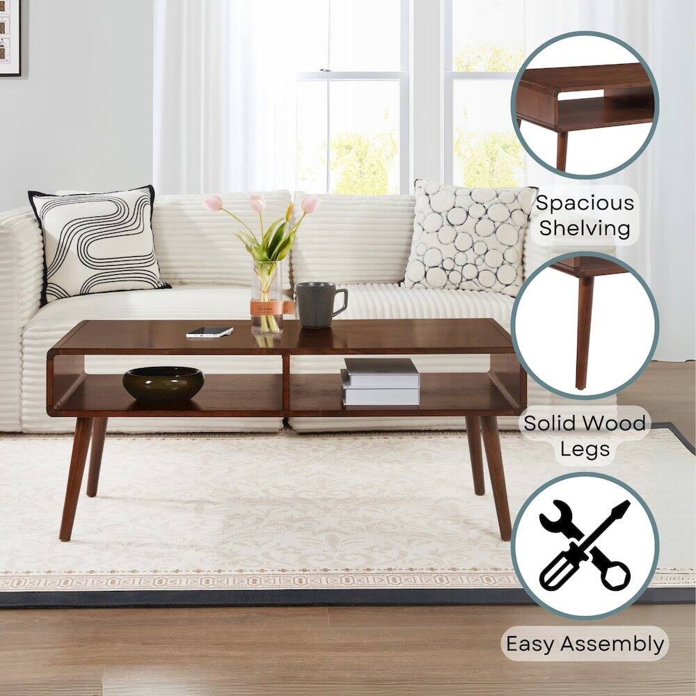 Spacious Shelving  
Solid Wood Legs  
Easy Assembly