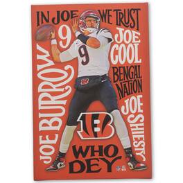 Open Road Brands - Joe Burrow Cincinnati Bengals 15" x 23" Winning Words Canvas Wall Art - Multicolor