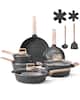 Front. VEVOR - 17 Piece Pots and Pans Set Nonstick, Granite Cookware Set, Induction Cookwares, Kitchen RV Cooking Sets with Frying - Black.