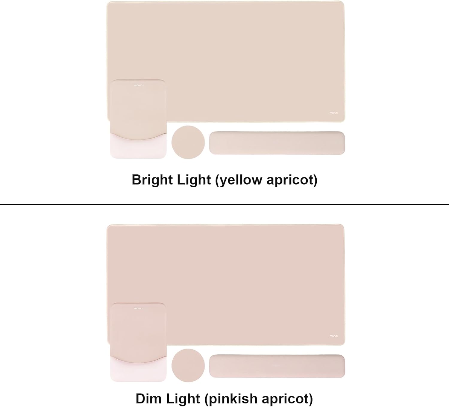 Bright Light (yellow apricot)  
Dim Light (pinkish apricot)