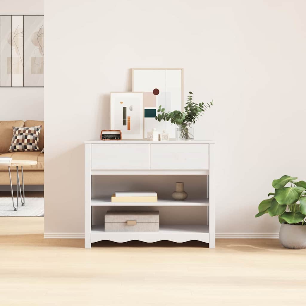 Alt View 3. Boyel Living - 35.2 x 14.6 x 28.7 in. Drammen Oak Solid Pine Wood Console Table in White - White.