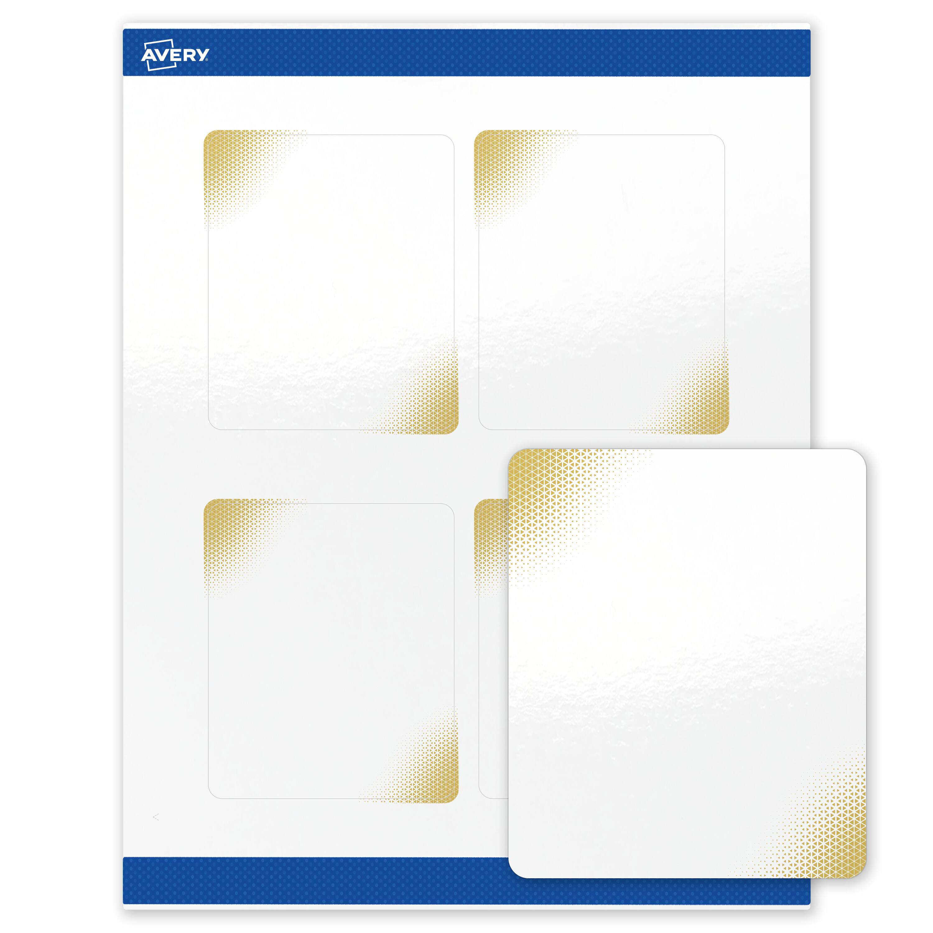 Front. Avery - Avery Labels, 4" x 3-1/3", Glossy White, Gold Blush - White.