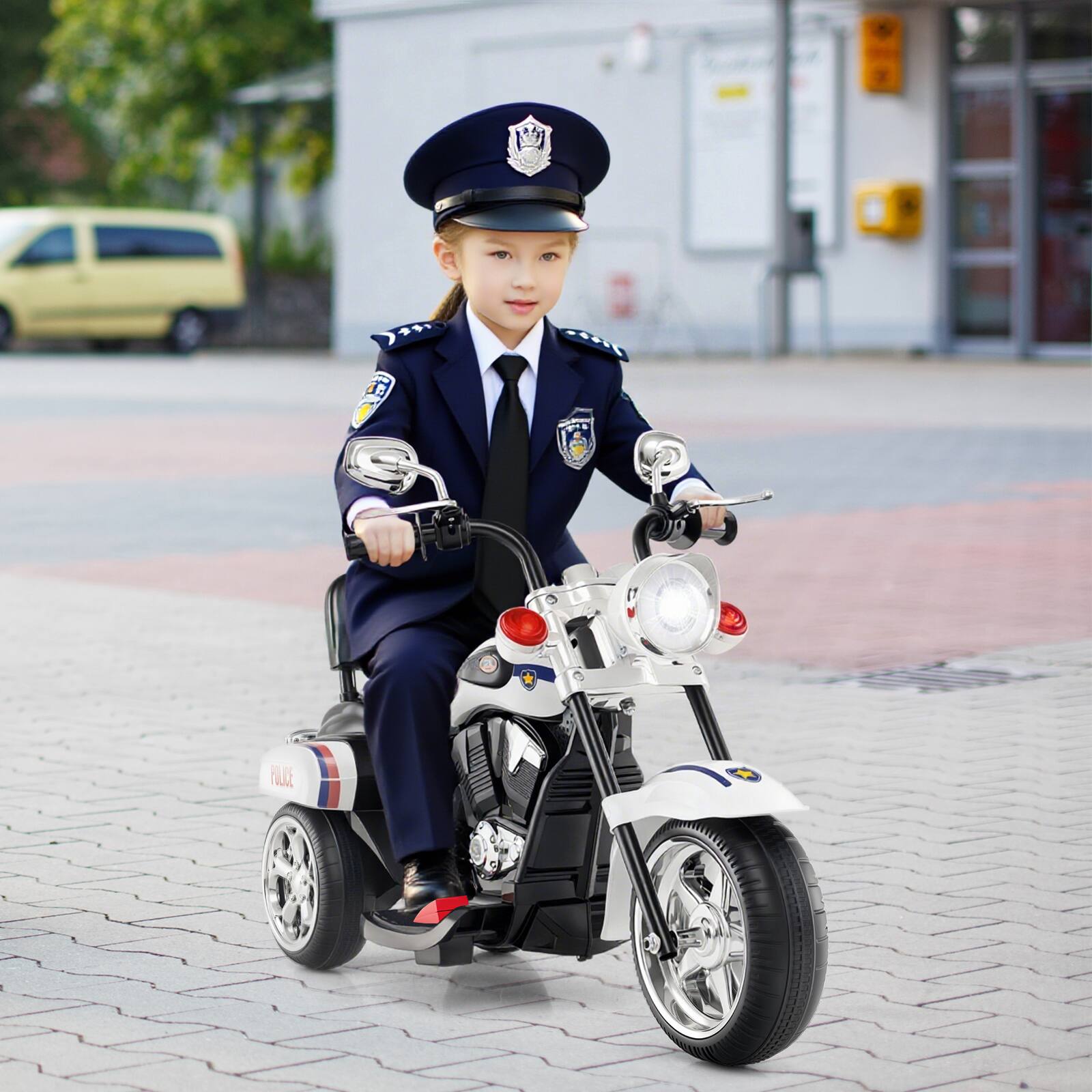 Alt View 1. Costway - Costway 3 Wheel Kids Ride On Motorcycle 6V Battery Powered Electric Toy Police - Black+White.