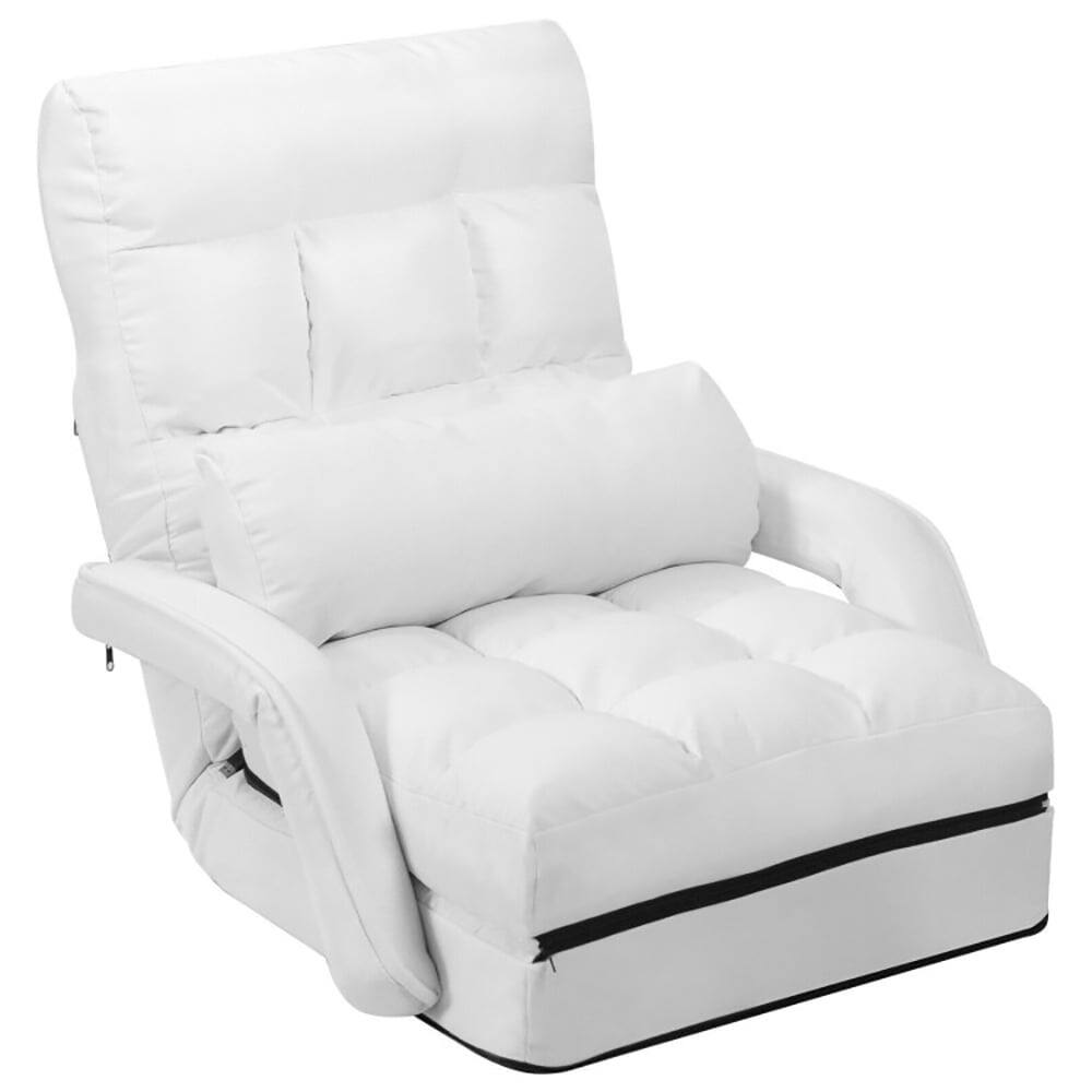 Alt View 6. Kadyn - Floor Chair, Sofa Chair, Floor Seat,Folding Lazy Floor Chair Sofa with Armrests and Pillow-White - White.