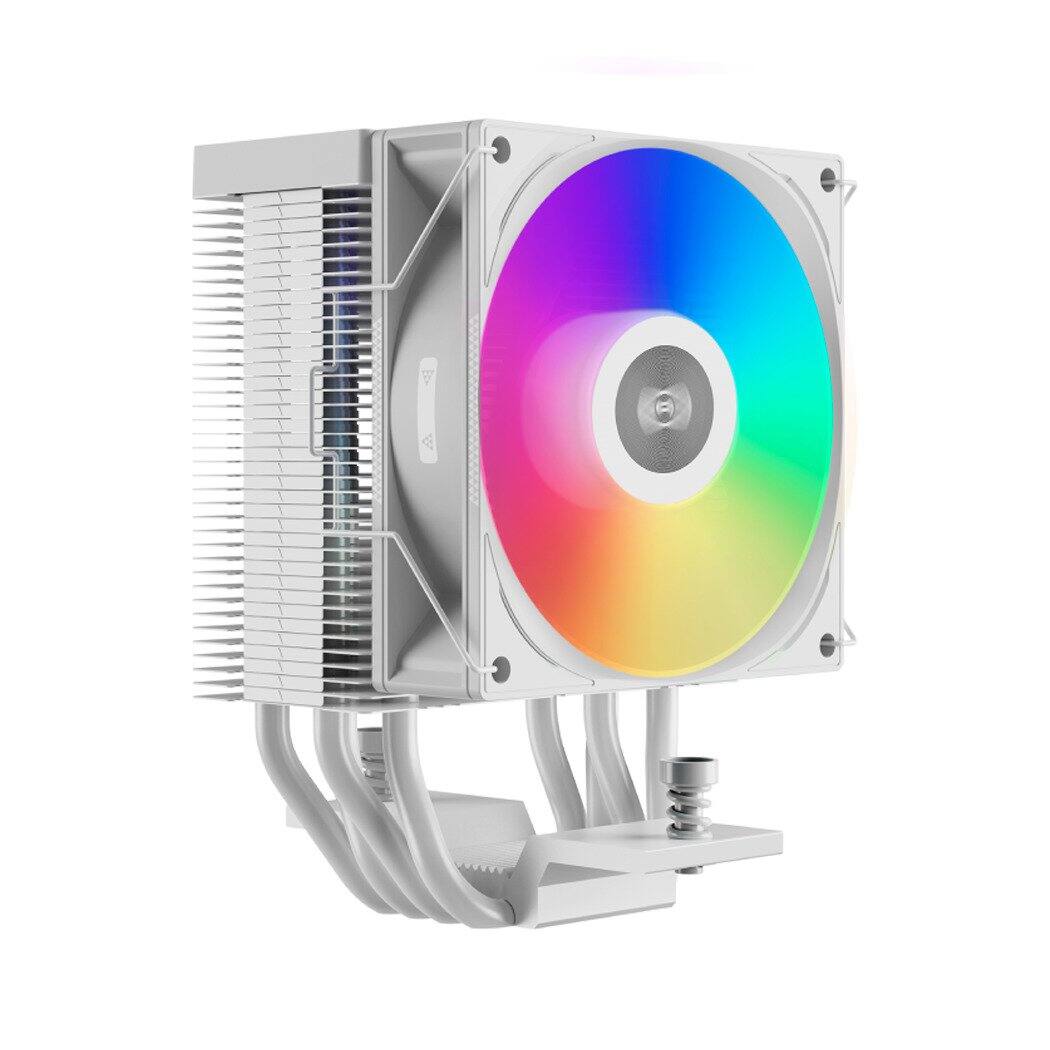 Left. PCCOOLER - R400 ARGB WH CPU Air Cooler, 4 Heat pipes - White.