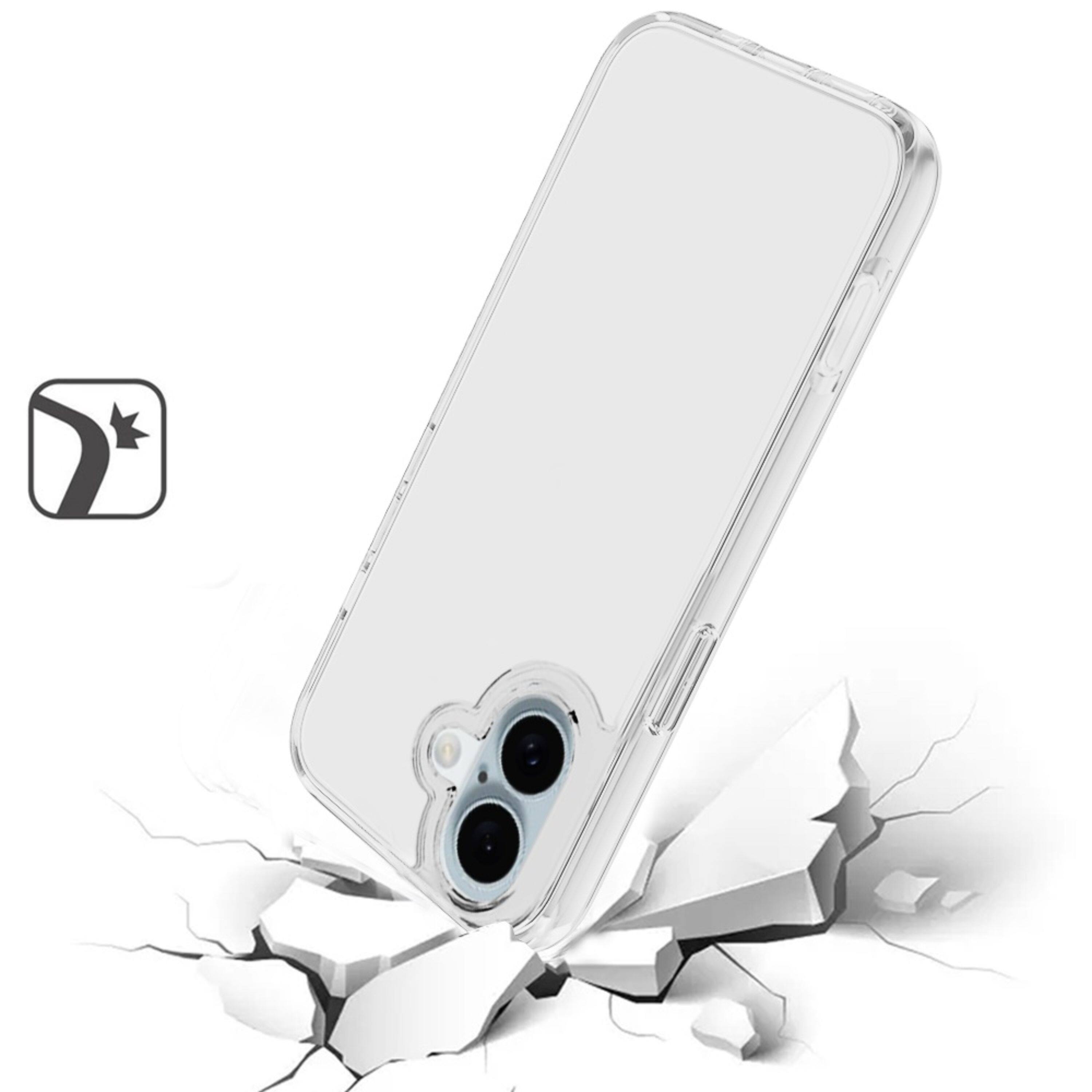 Angle. Kitcheniva - Sturdy Translucent Case With Tempered Glass For iPhone 16 Clear - Clear.