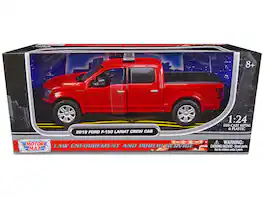 2019 Ford F-150 Lariat Crew Cab Pickup Truck Unmarked Fire Department Red 1/24 Diecast Model Car by Motormax