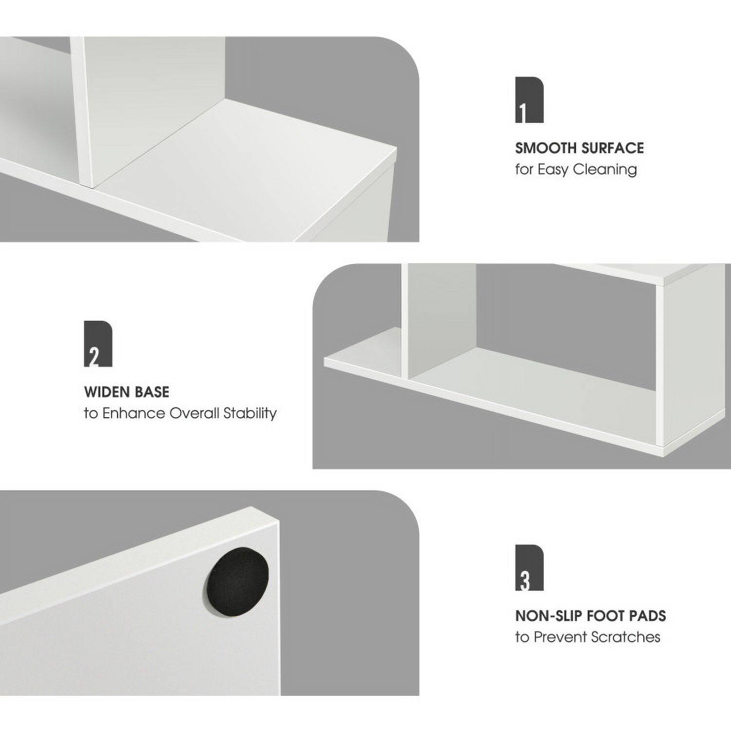 1. SMOOTH SURFACE for Easy Cleaning  
2. WIDEN BASE to Enhance Overall Stability  
3. NON-SLIP FOOT PADS to Prevent Scratches