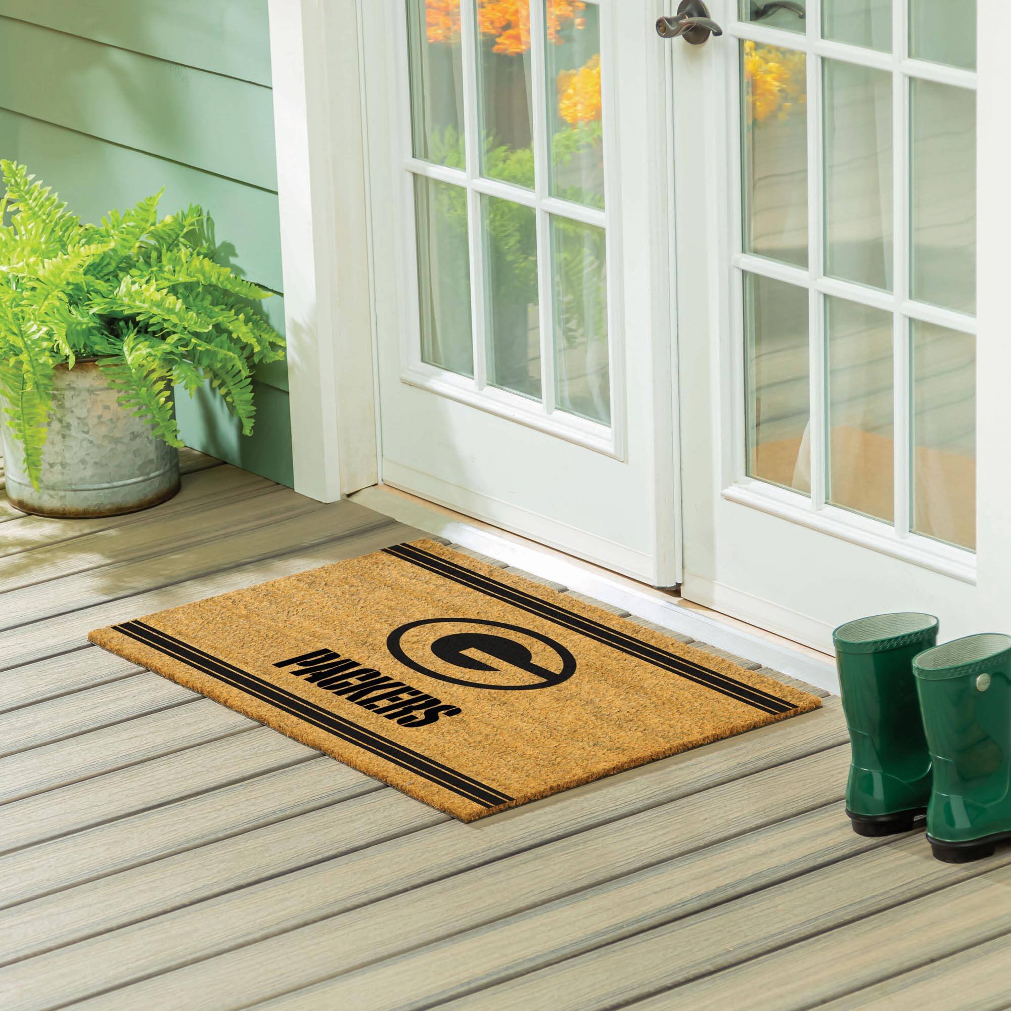 Alt View 1. Evergreen Enterprises - Green Bay Packers 24" x 36" Outdoor Monochrome Team Logo Coir Mat - Brown.