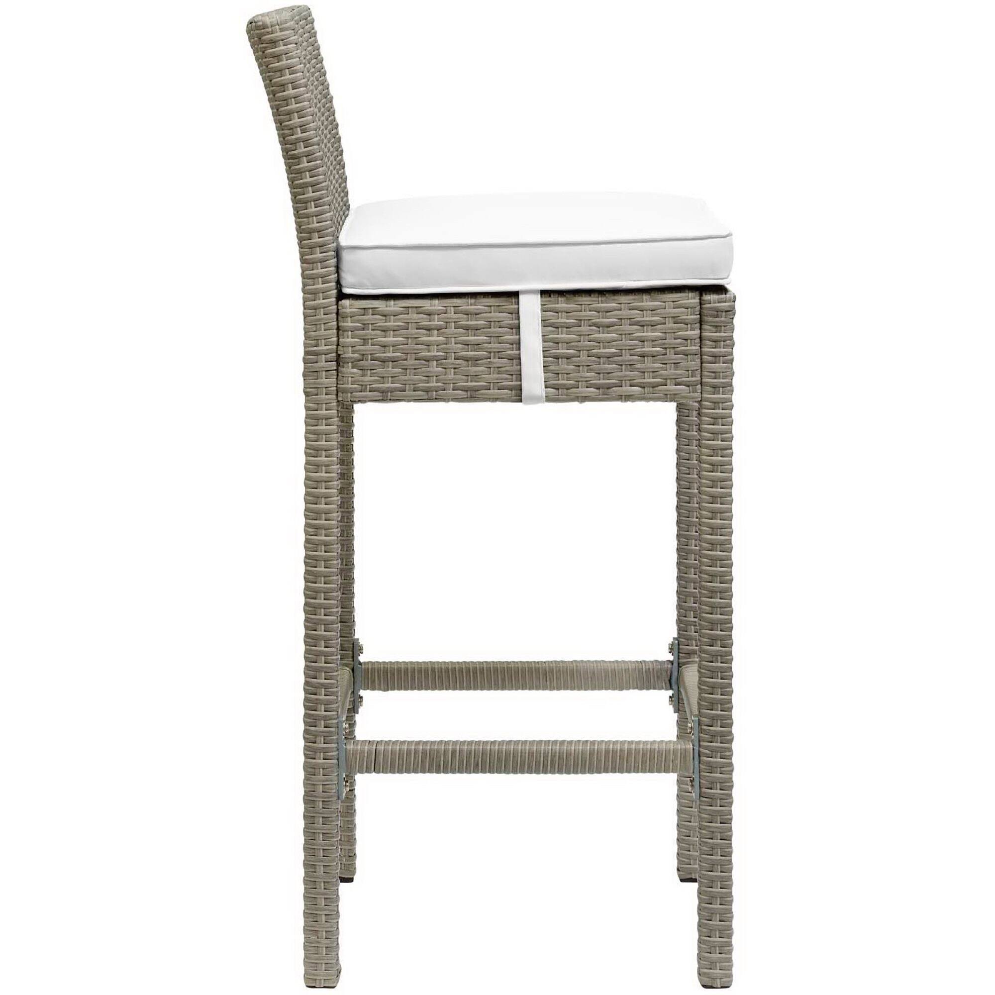 Angle. Modway - Conduit Outdoor Patio Wicker Rattan Bar Stool by Modway - Light Gray White.