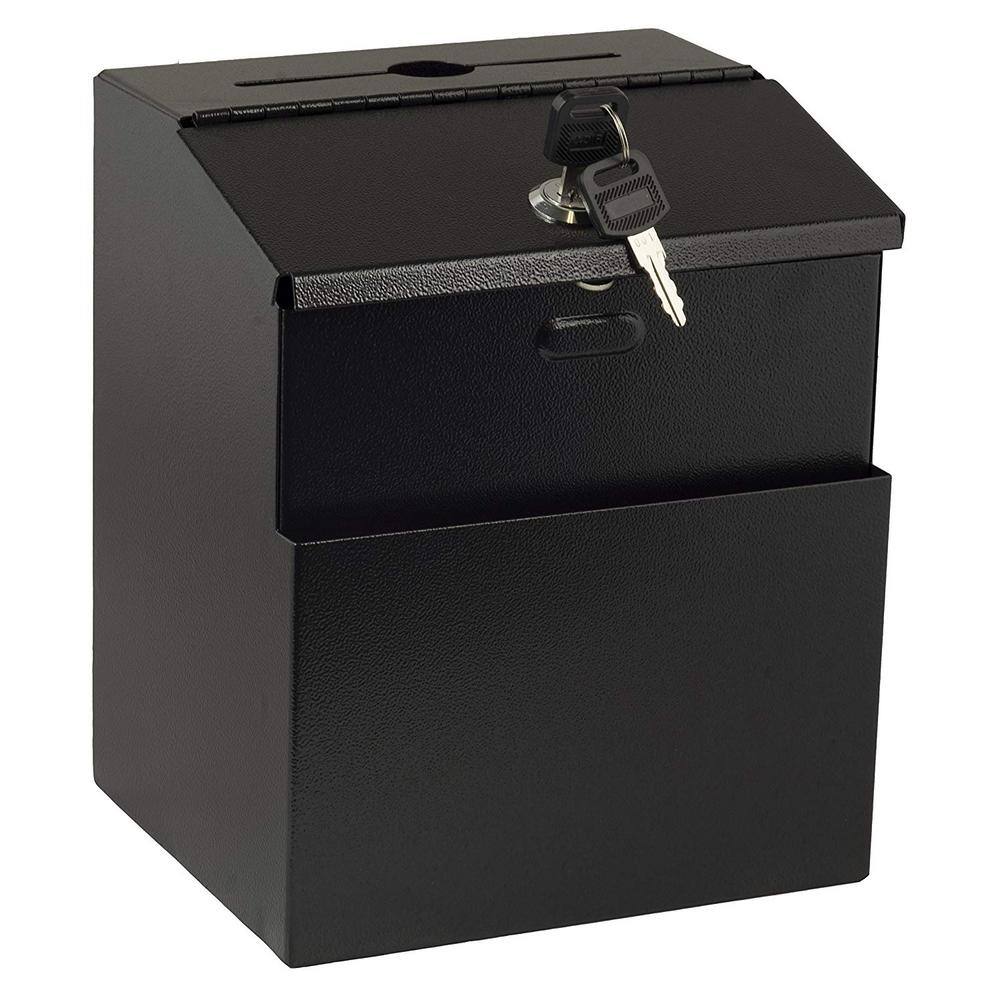Alt View 1. AdirOffice - Steel Wall Mount Suggestion Box with Cards and Keys - Black.