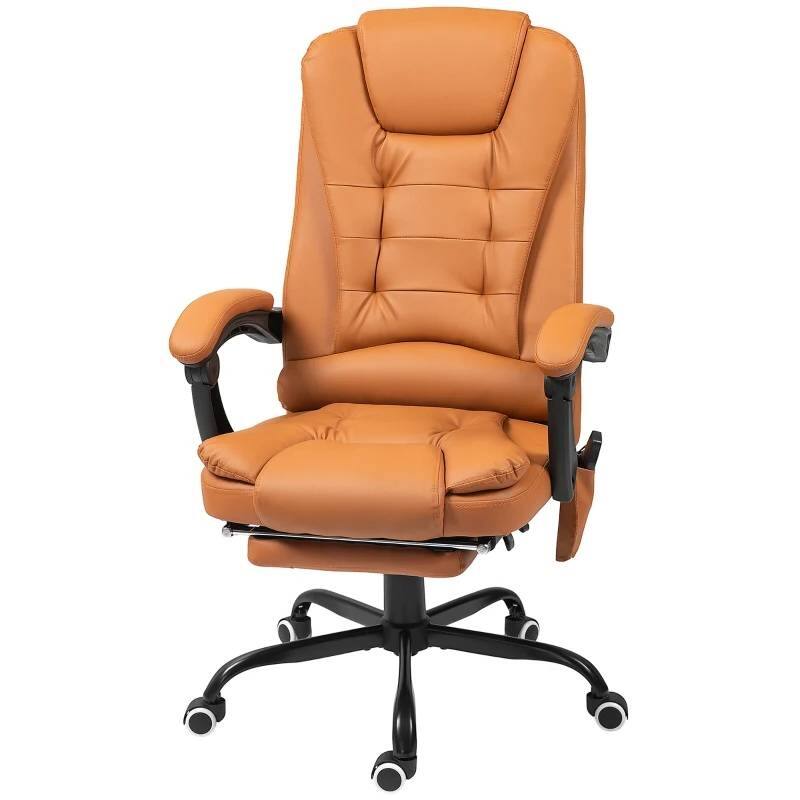 Front. SlickBlue - High Back Executive Massage Chair – 7 Vibrating Modes, Adjustable Office Seating - Brown.