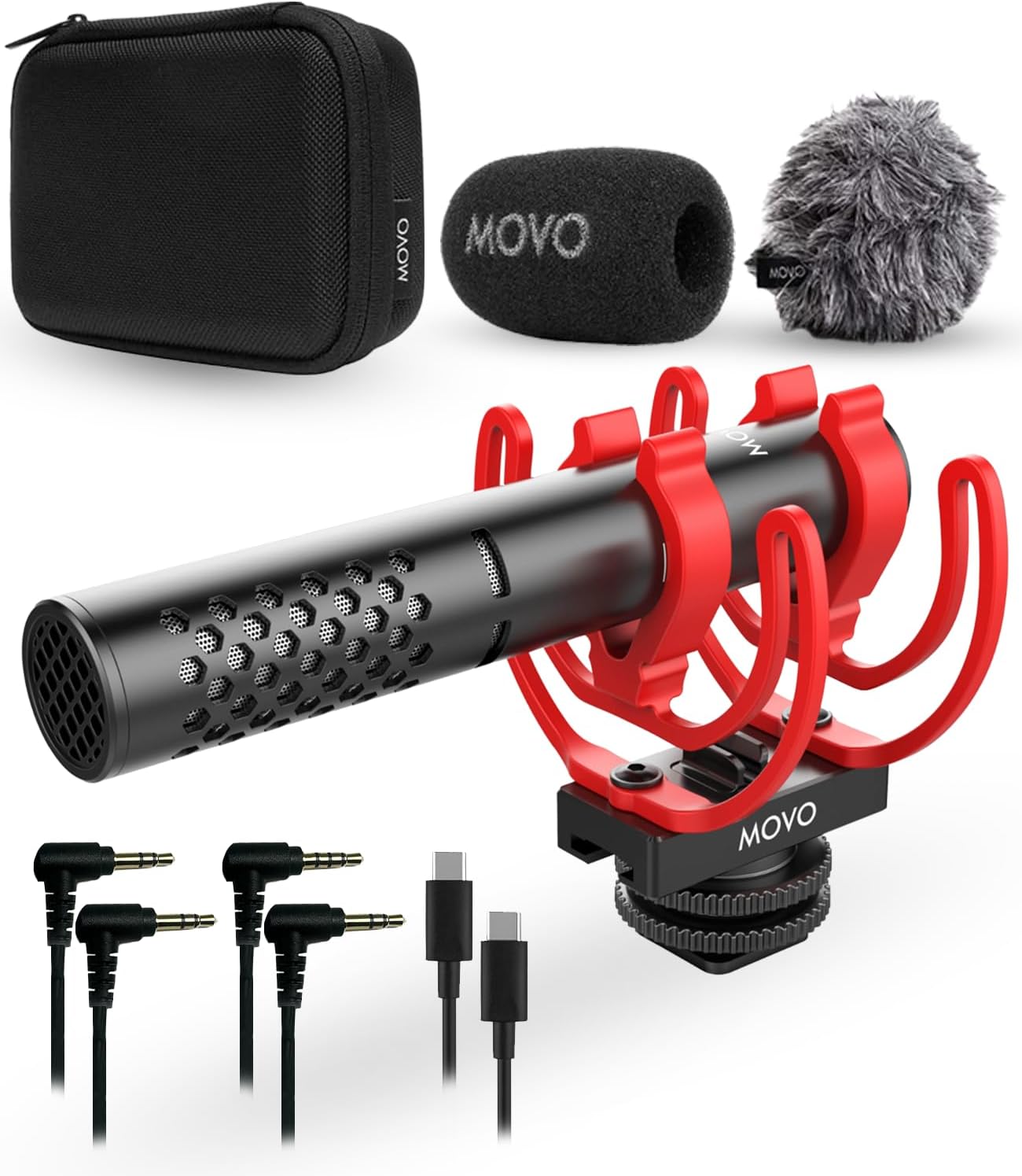 MOVO - X1-Mini Video Shotgun Mic - Supercardioid 3.5mm/USB-C Analog/Digital Microphone for Cameras, Smartphones, Computers