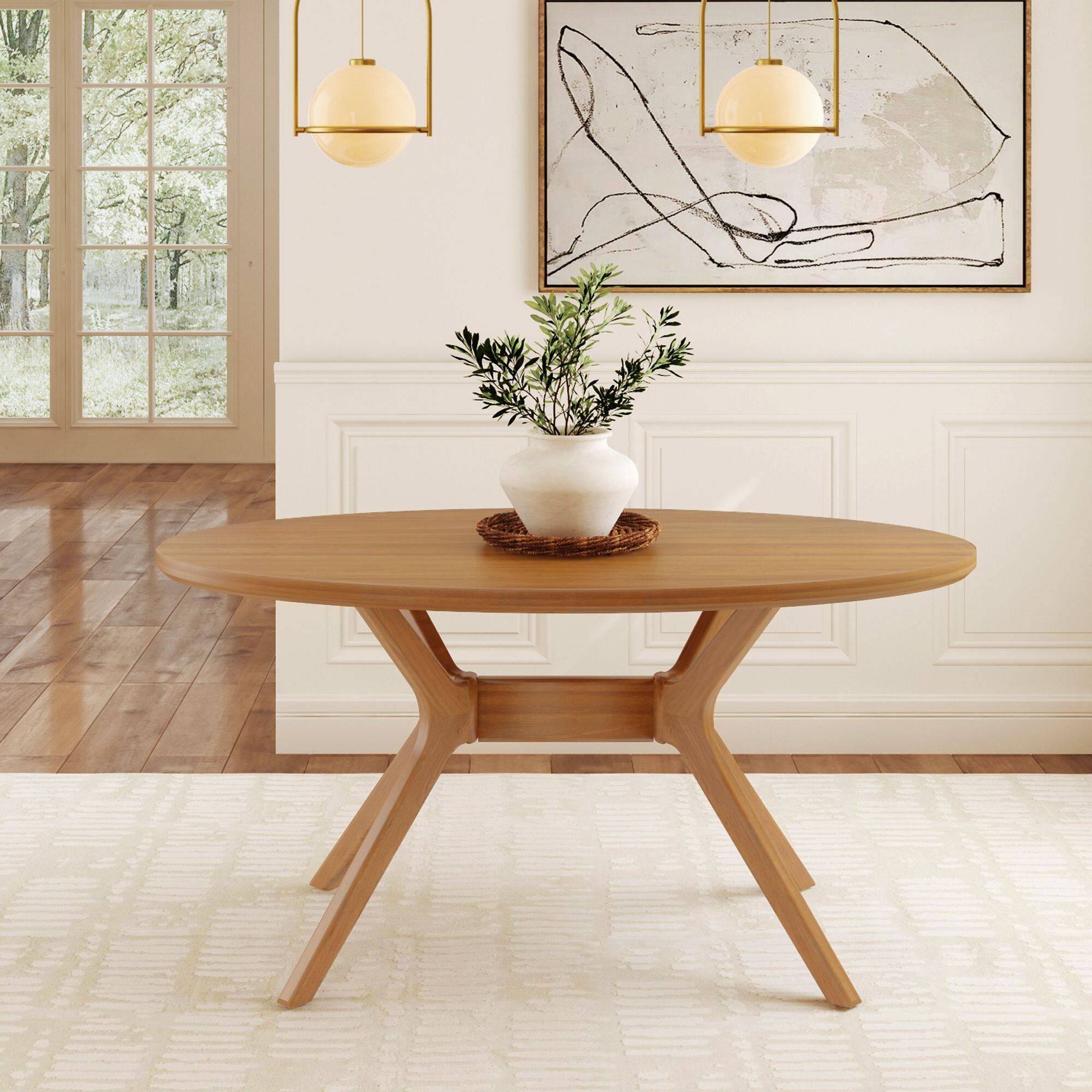 Alt View 1. Plank+Beam - Verso Oval Dining Table (62 x 34in / 1570 x 872mm), Pecan - Pecan.