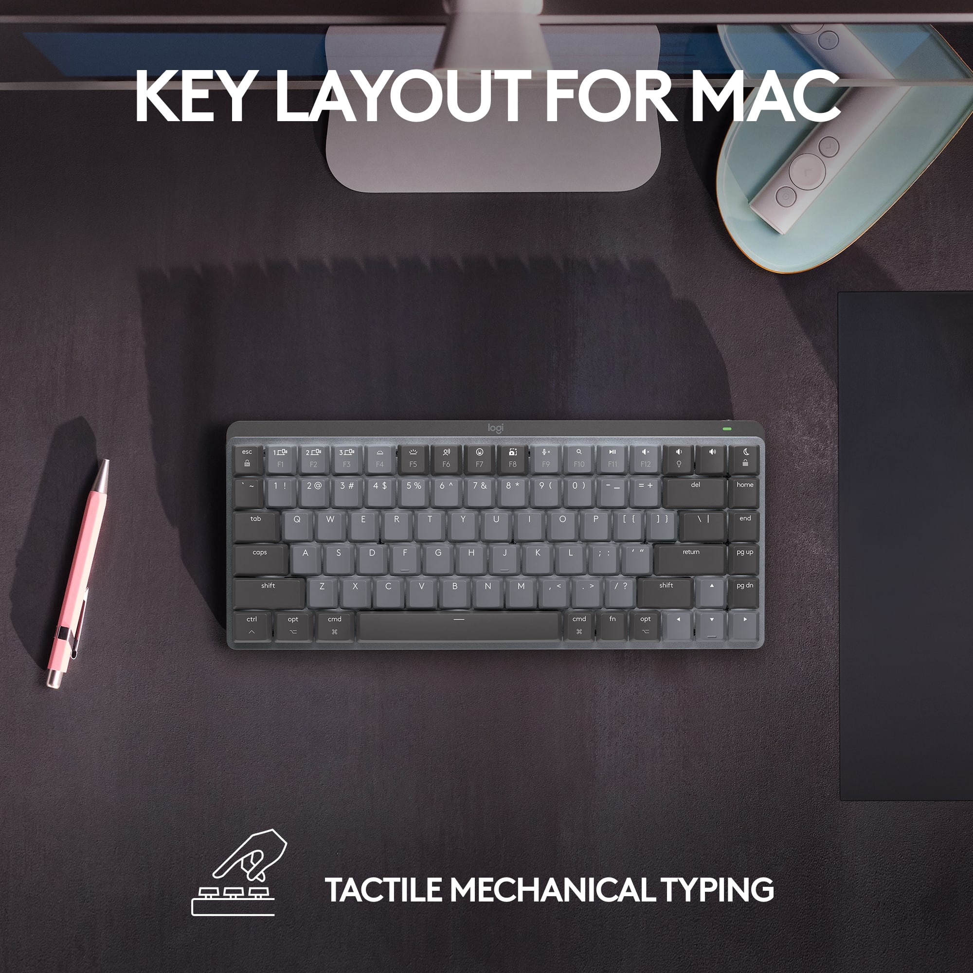 Logitech – MX Mechanical Mini for Mac Compact Wireless Mechanical Clicky Switch Keyboard for macOS/iPadOS/iOS with Backlit Keys – Space Gray Sansujyuku sansujyuku.com