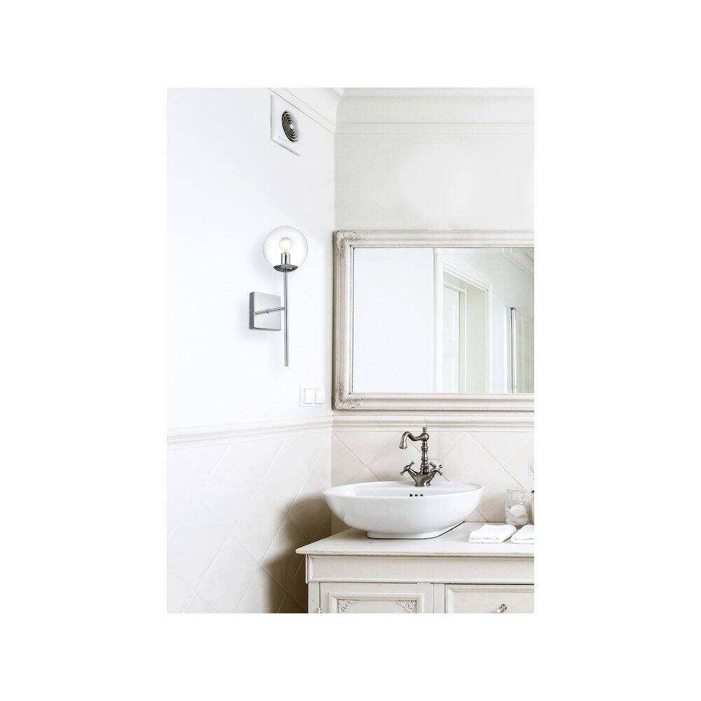 Alt View 3. Living District - Neri 6 Inch Wall Sconce Clear Shade in Chrome - Chrome And Clear.