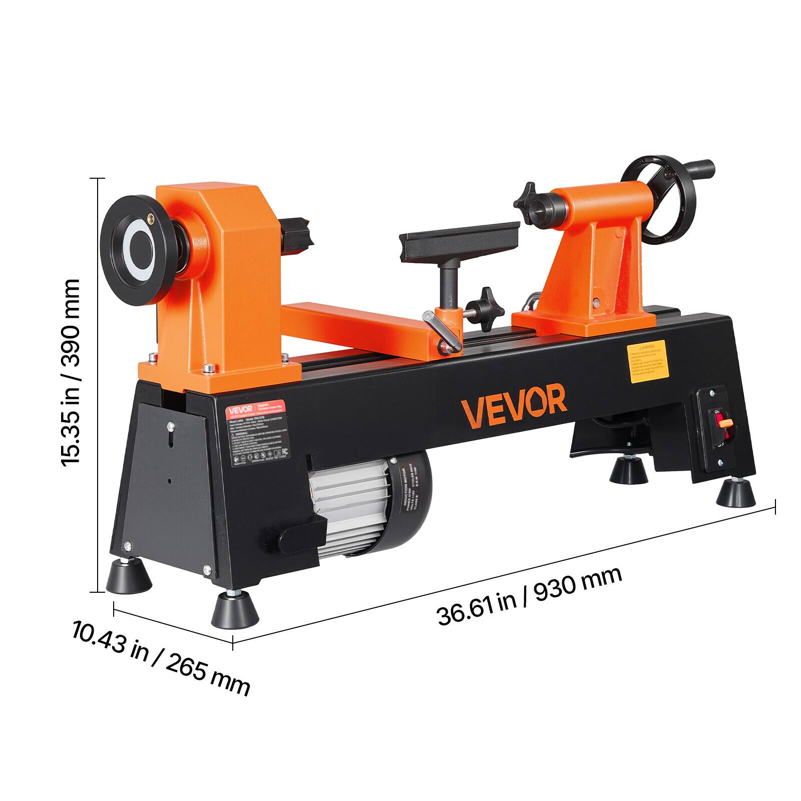mm 390 / 15.35 in / 390 15.35 in  
VEVOR  
10.43 in / 265 mm  
36.61 in / 930 mm