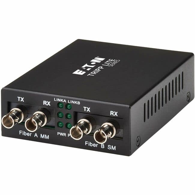 Tripp Lite - series N784-MDC-4STST Fiber Optic Mode Converter - 0.9" Height x 2.9" Width x 4.3" Depth - Metal Box - Black