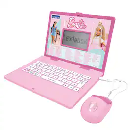 Lexibook - Barbie, Bilingual Educational Laptop, English and Spanish, 164 Activities, Maths, Logic Games, Music Mode, Large LCD