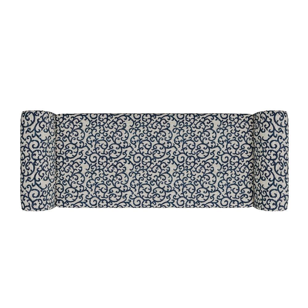 Angle. Ropilly - Ropilly Rolled Arm Storage Bench Upholstered Entryway Ottoman with Nailhead Trim, Black Patterned Fabric - Black.