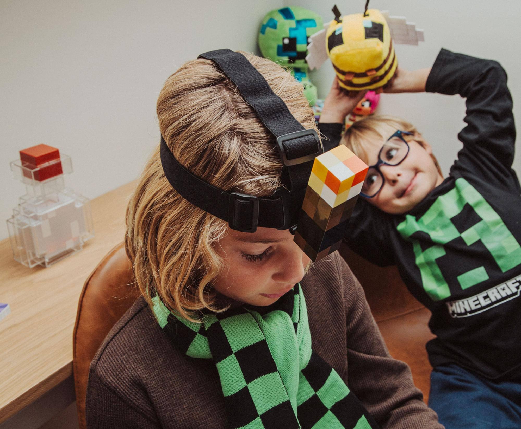 Alt View 4. Ukonic - Minecraft Brownstone Torch Headlamp Light With Adjustable Headband - Brown.