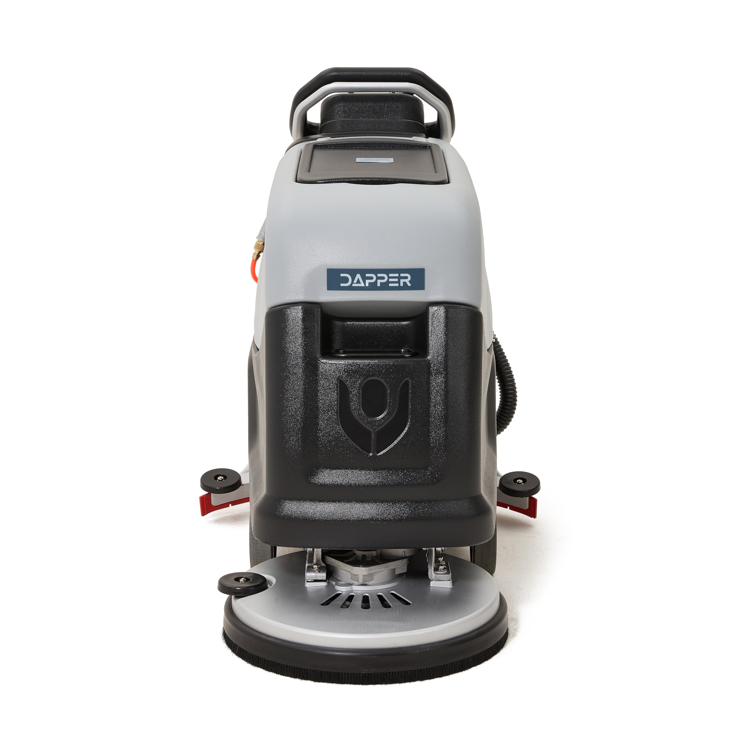 Angle. Dapper Supply - Battery Powered Self Propelled Floor Scrubber 20 Inch 4 Hour Runtime 2 Brushes 3 Pads 2 Year Warranty - Grey.