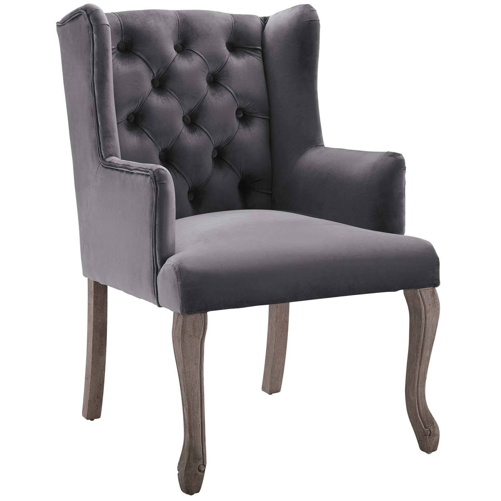 Angle. Modway - Realm French Vintage Dining Performance Velvet Armchair by Modway - Gray.
