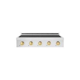 ZLINE - Autograph 36 in. Paramount Built-in Induction Rangetop with 5 Elements and Polished Gold Accents - Stainless Steel