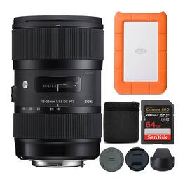 Sigma - 18-35mm f/1.8 Art DC HSM Lens with 1TB External Hard Drive and 64GB Card
