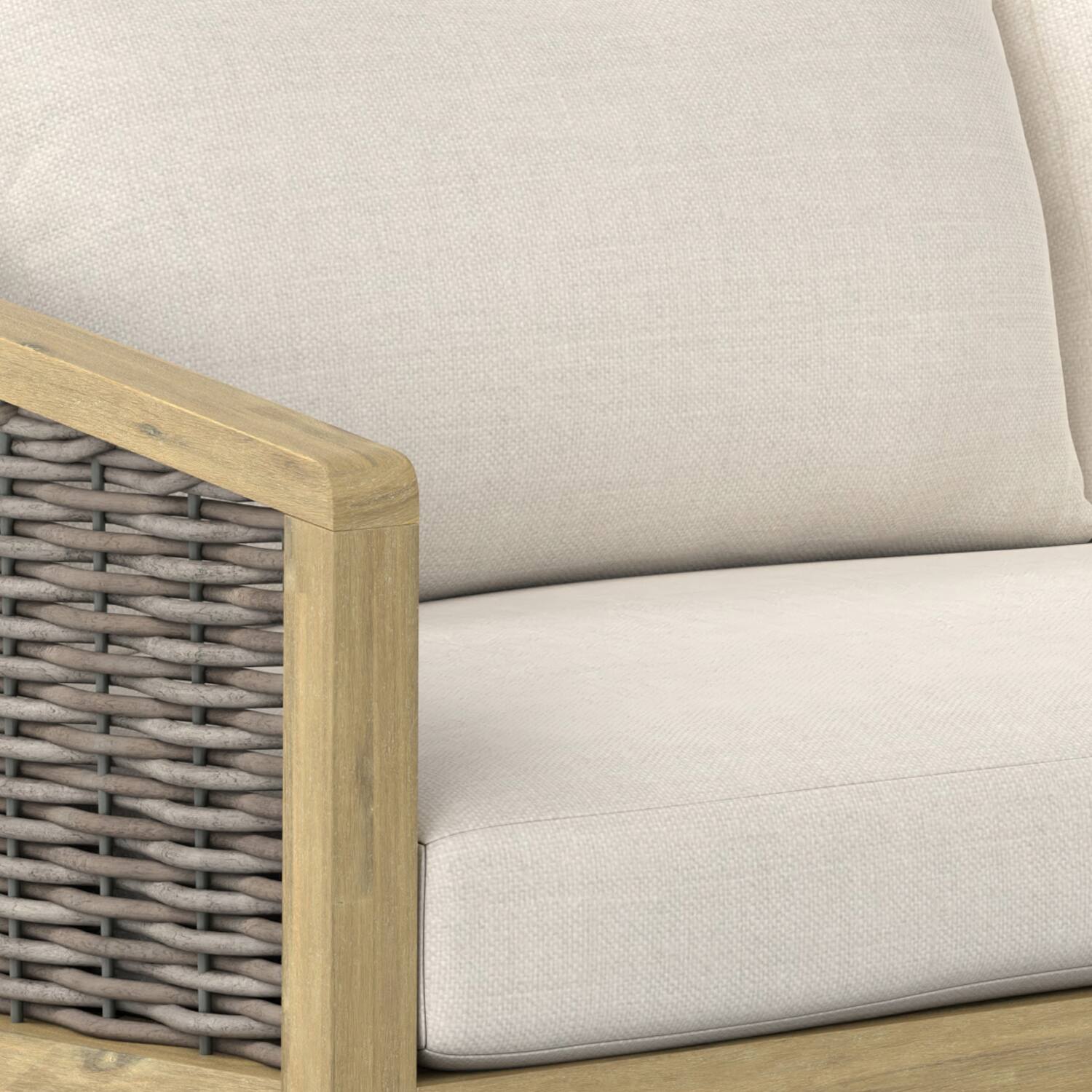 Alt View 3. Simpli Home - Parkside SOLID ACACIA WOOD 70 inch Wide Contemporary Outdoor Sofa in Polyester Fabric, Fully Assembled - Natural.