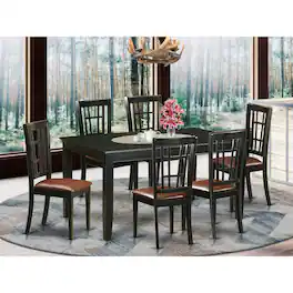 East West Furniture - 7 PC dinette Table set for 6-Kitchen Table and 6 Dining Chairs - Black
