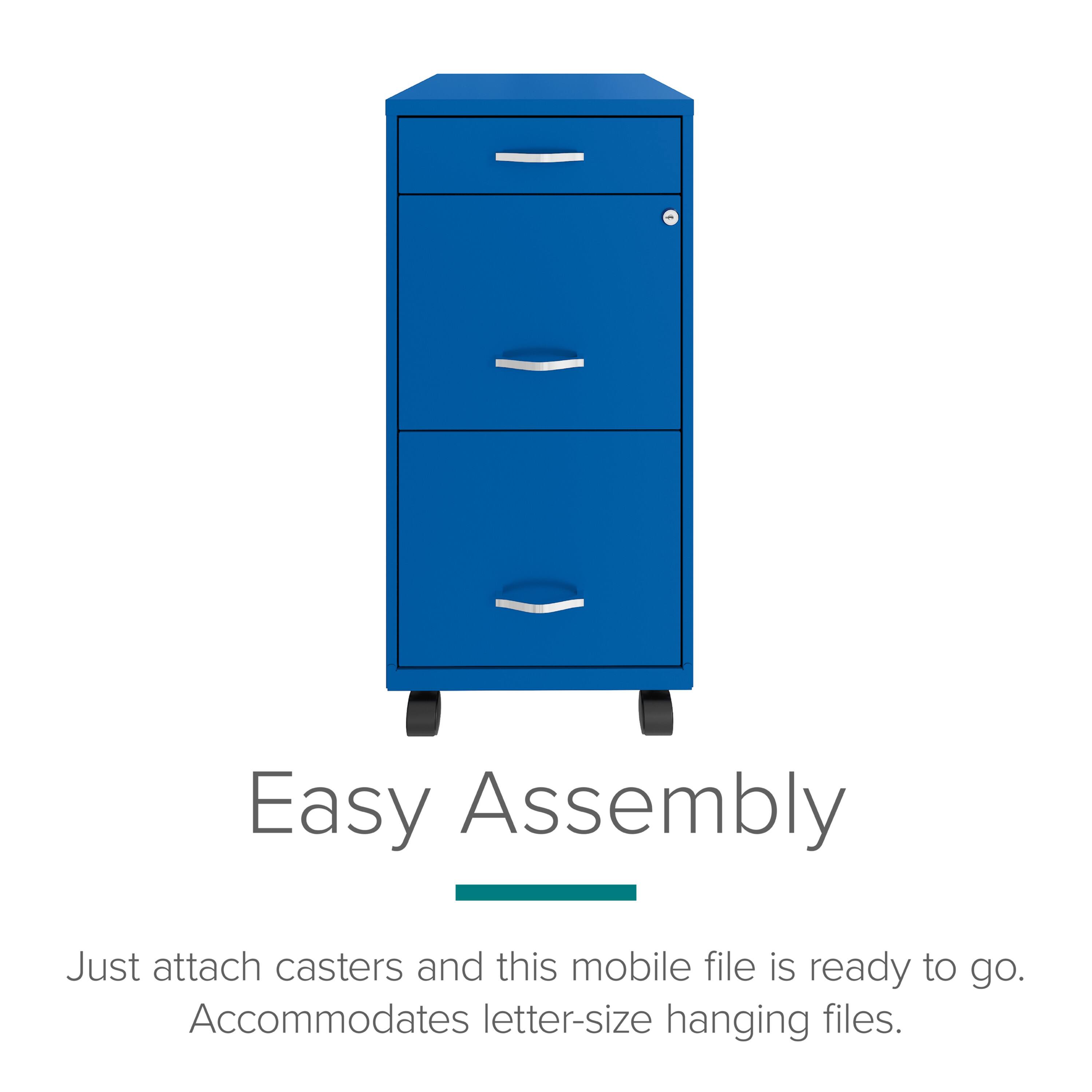 Easy Assembly: Just attach casters and this mobile file is ready to go. Accommodates letter-size hanging files.